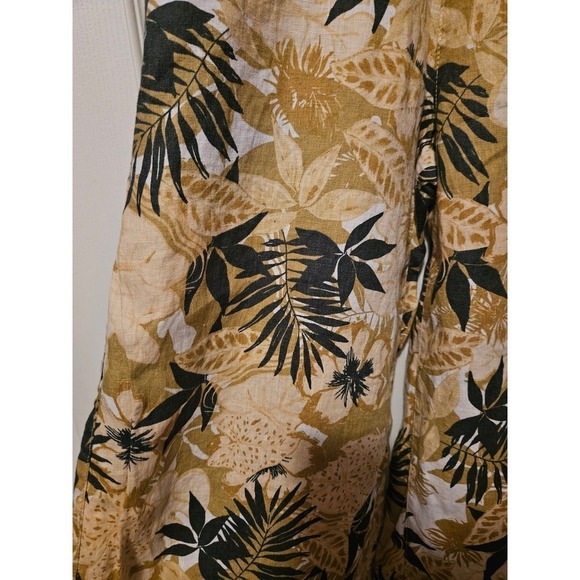 Tahari 100% linen wide leg tropical print beachy pants size S - Picture 2 of 5